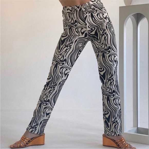 NWOT PALOMA WOOL Kelly Zebra High Waisted Straight Pants US SZ 2 /34 waist 26” - Picture 5 of 15